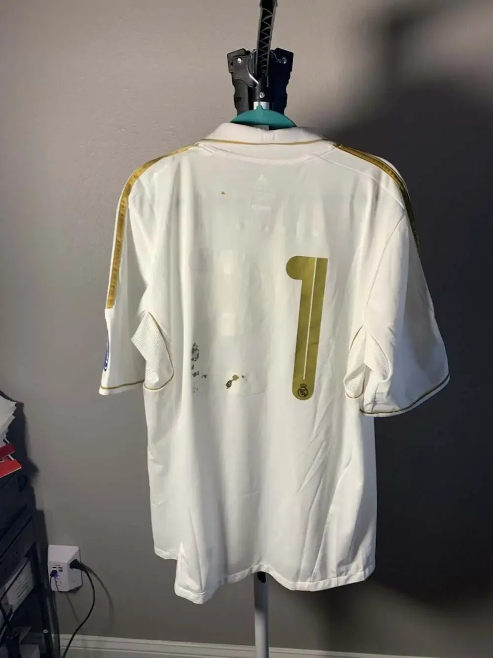 Adidas 2011-2012 Real Madrid Home Soccer Jersey Shirt White Gold XL